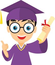 student wearing cap gown thumbs up sign with diploma clipart