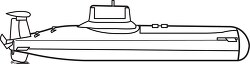 submarine black outline clipart 64
