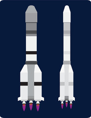 two rockets in space gray color clipart