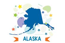 usa alaska illustrated stylized map