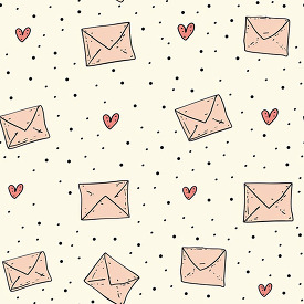valentines love letters with small hearts and envelopes pattern