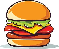 vector graphic of a hamburger with cheese lettuce tomato