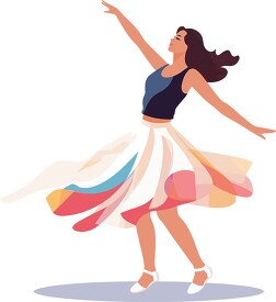 woman in a skirt dancing with her arms outstretched