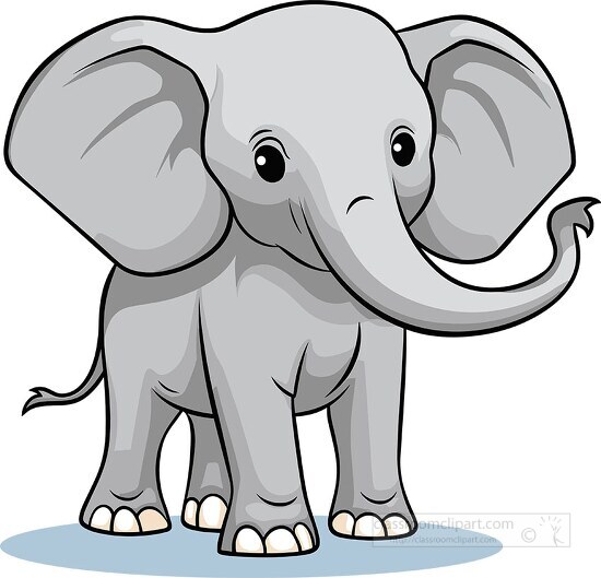 adorable grey baby elephant illustration standing happily
