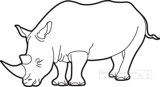 african rhinoceros standing outline printable clip art