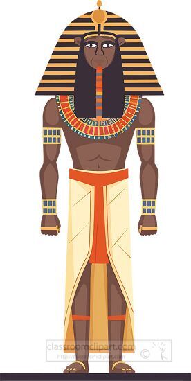 ancient egyptian male wearing prominent headress and shendyt cli