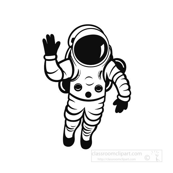 astronaut in space suit black outline printable clip art 4