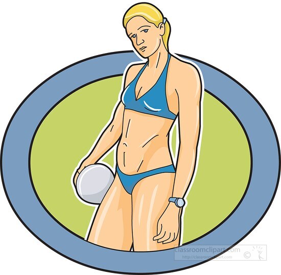 beach vollyball player in swim suit clipart
