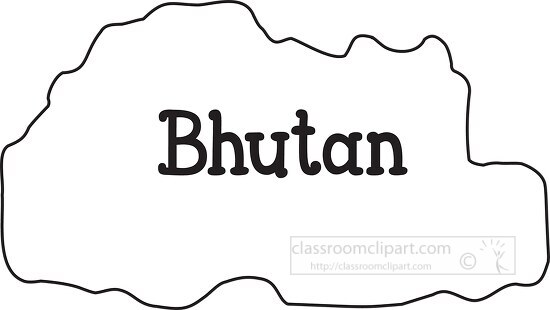 bhutan map black outline