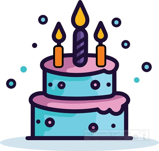 birthday cake with candles cartoon style clip art