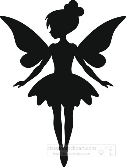black silhouette of a fairy with delicate wings