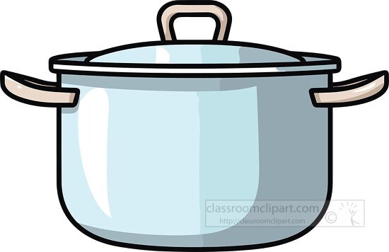 blue cooking pot with lid black outline clip art