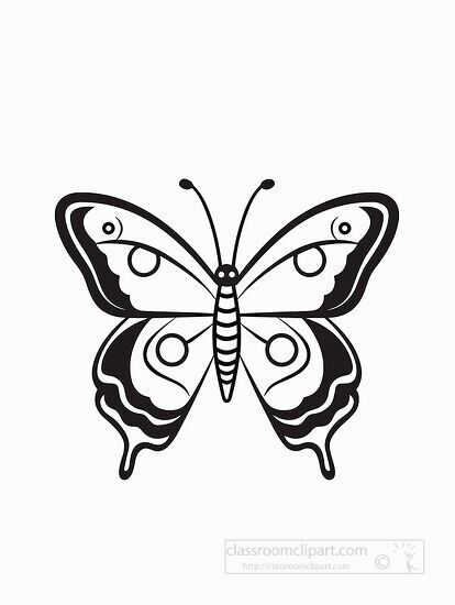 butterflyblack outline coloring printable clipart