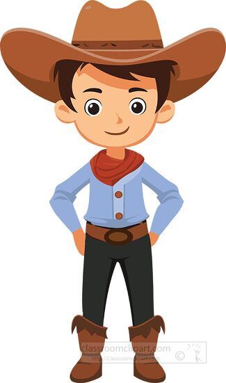 cartoon cowboy standing with his hands on his hips