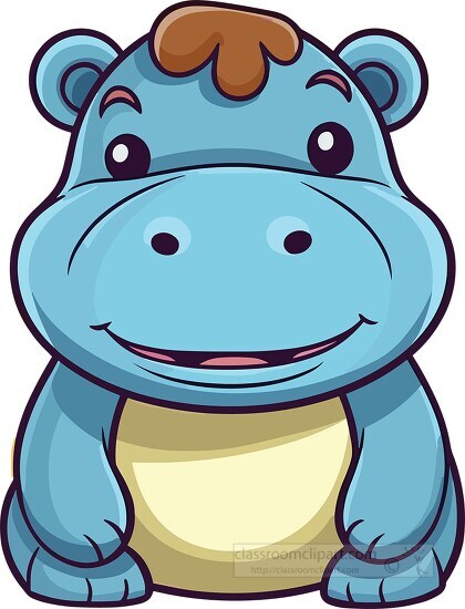 cartoon of a smiling blue baby hippo clip art