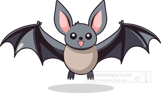 cartoon style cute bat with wings stretched out