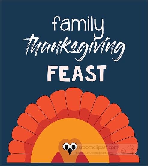 cartoon turkey thanksgiving family feast