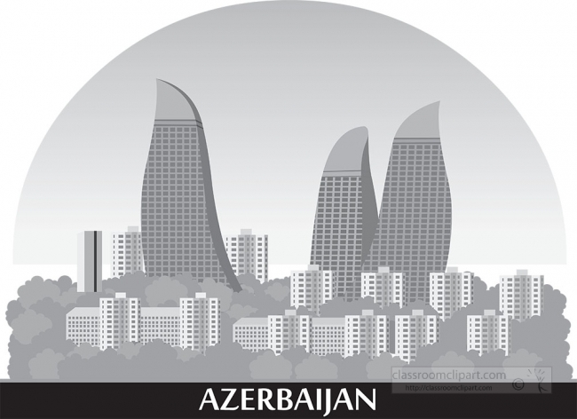 city skyline country azerbaijan gray color clipart