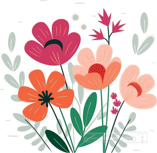 colorful flowers with design elements in background