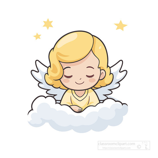 cute angel sleeping in the clouds