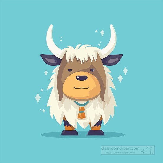 cute cartoon yak wearing a bell clip art