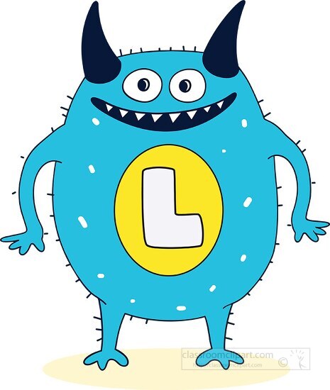 cute colorful monster with the letter L