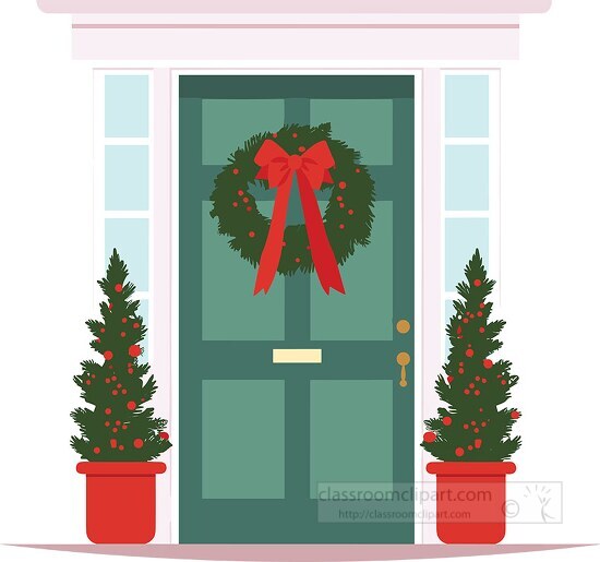 cute entry doorway to a home decorated for christmas