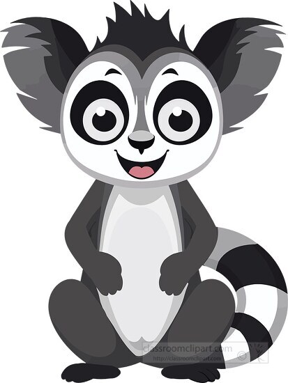 cute happy lemur character with big eyes