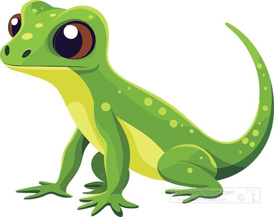 friendly green gecko in fun cartoon style