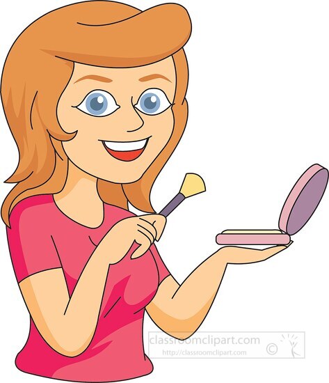 girl with putting on makeup clipart 5122