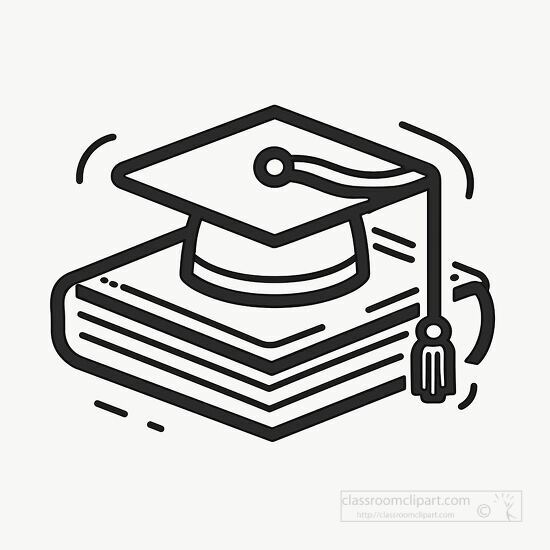 Graduation cap on books icon