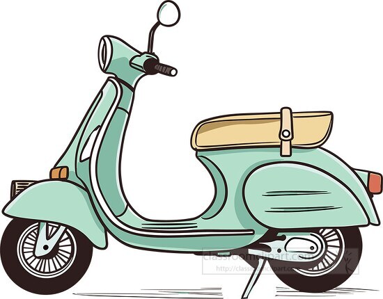 green Electric scooter Cartoon hand drawin style clip art