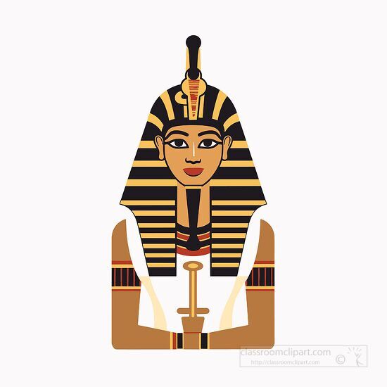 Illustrative icon of an Egyptian pharaoh with traditional headwe