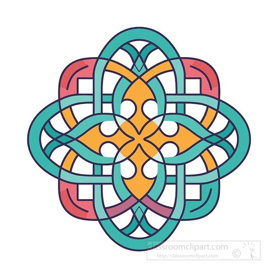 interwoven pink celtic knot design pattern clip art