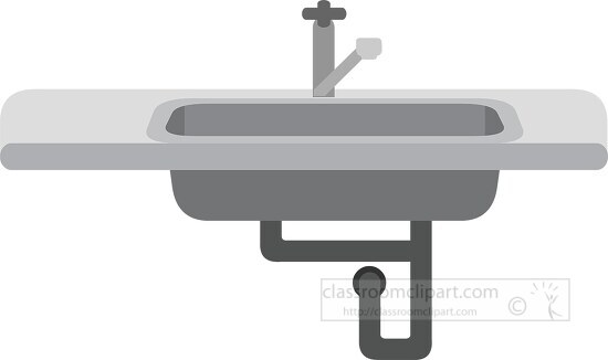 kitchen sink attached to pipes clipart