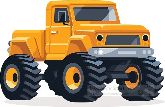 large yellow monster truck with extreme wheels