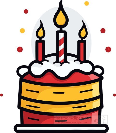 layered birthday cake cartoon style clip art