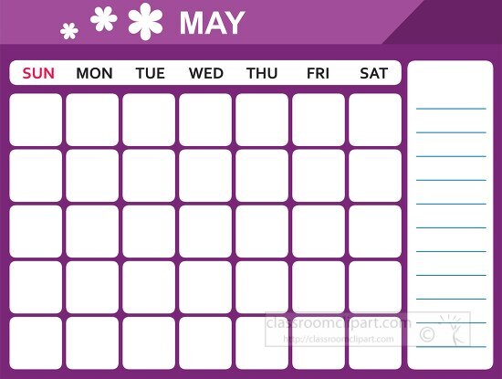 may calendar with days of the week printable