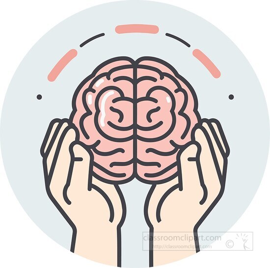mental health hand holds a brain icon