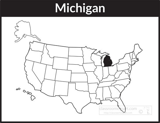 michigan map square black white clipart