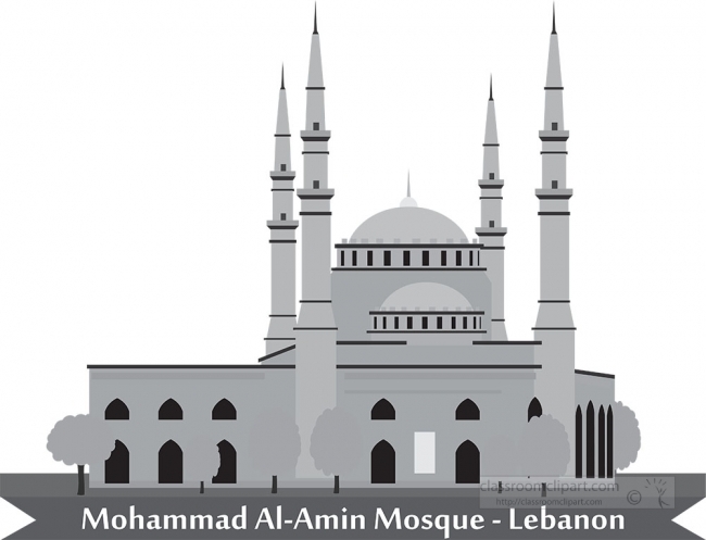 mohammad al amin mosque lebanon gray color clipart