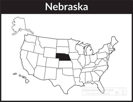 nebraska map square black white clipart