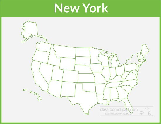new york map square color outline clipart