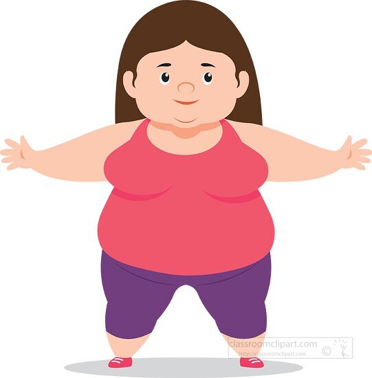 overweight woman warming up to exercise clipart