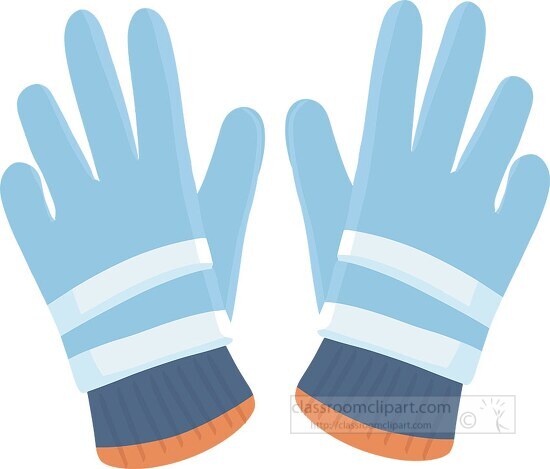 pair of blue white stripped winter gloves