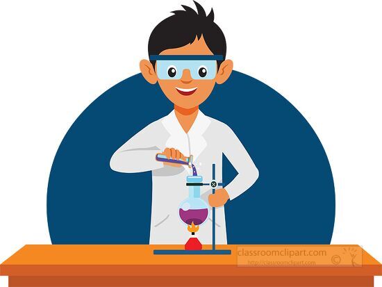 performing experiment holding beaker in laboratory science clipa