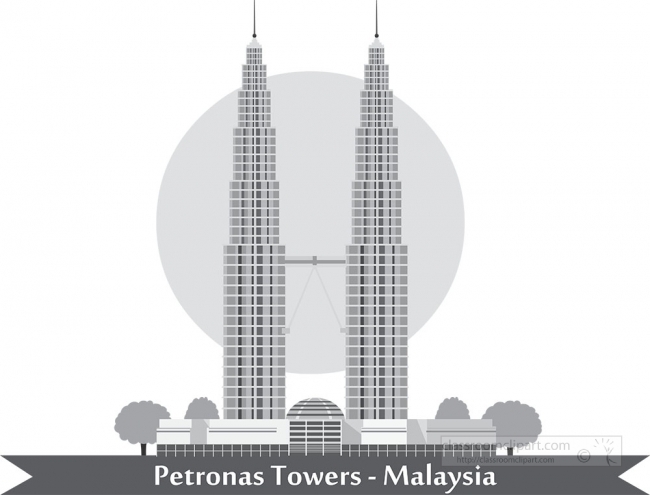 petronas towers malaysia gray color clipart