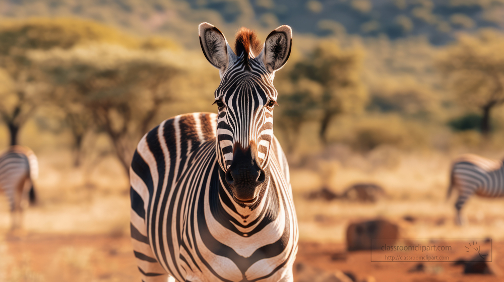 closeup front view of zebra