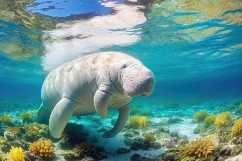 dugong swimming underwater in florida
