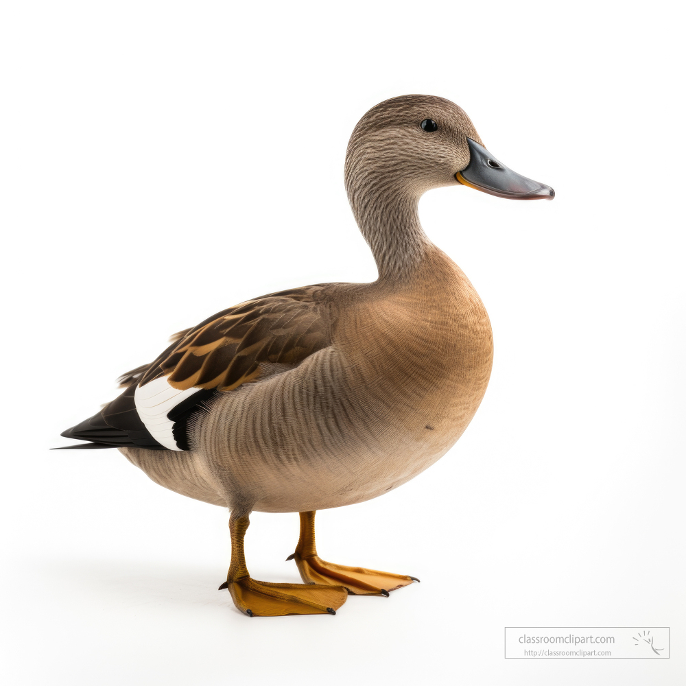 gadwall duck isolated on white background